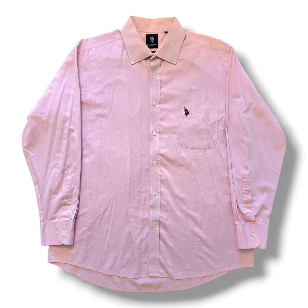 U.S. Polo Assn. Men's Shirt XL Pink Long Sleeve Slim Fit  Button Up